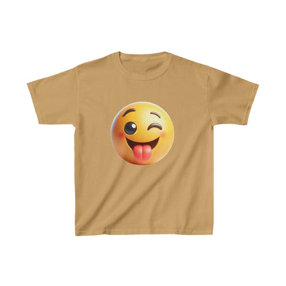 Camiseta de algodón pesado para niños con emoji sonriente