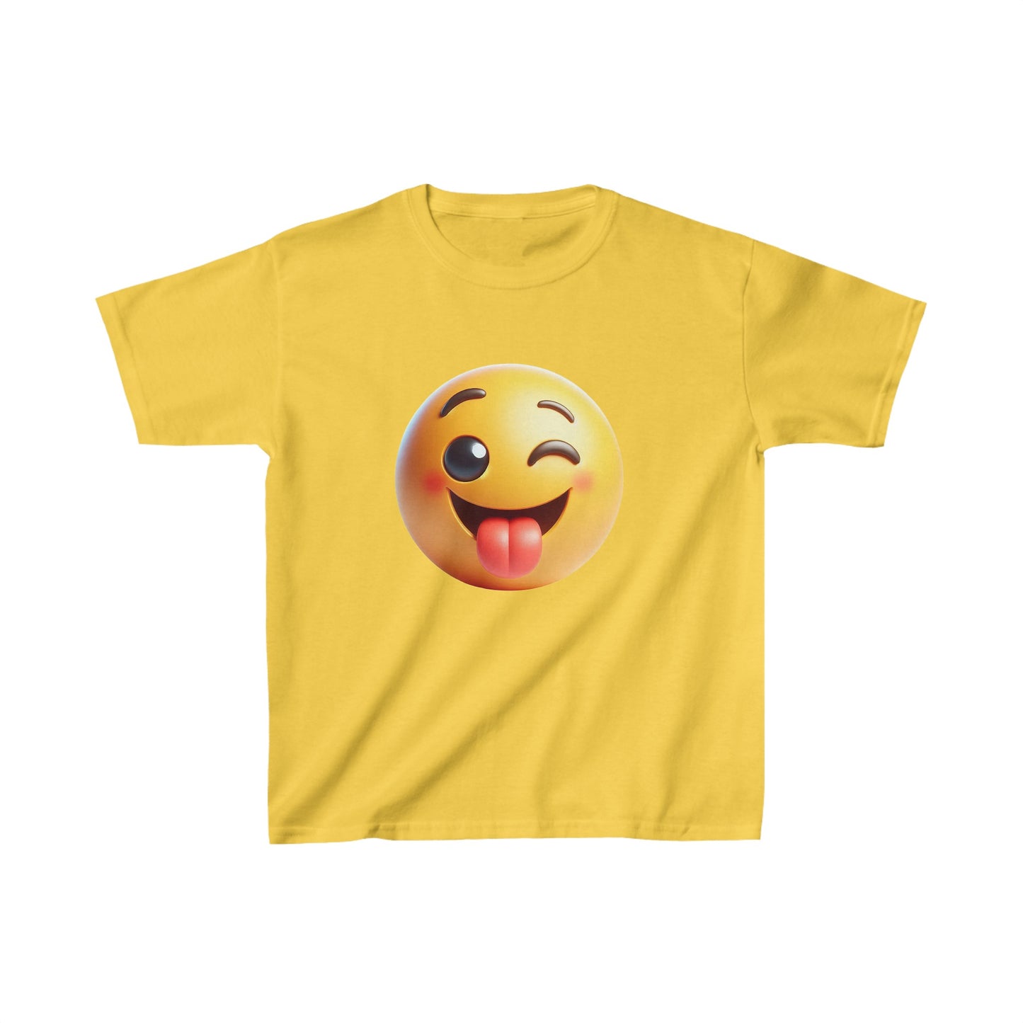 Camiseta de algodón pesado para niños con emoji sonriente