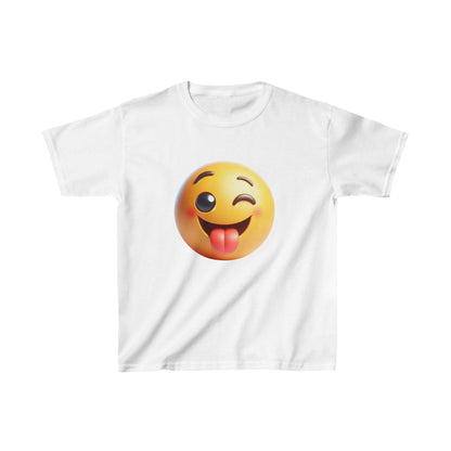 Camiseta de algodón pesado para niños con emoji sonriente