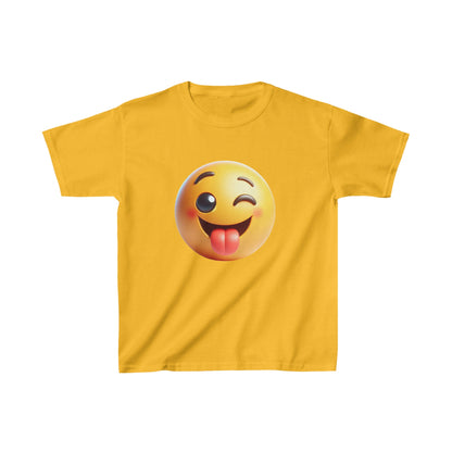 Camiseta de algodón pesado para niños con emoji sonriente