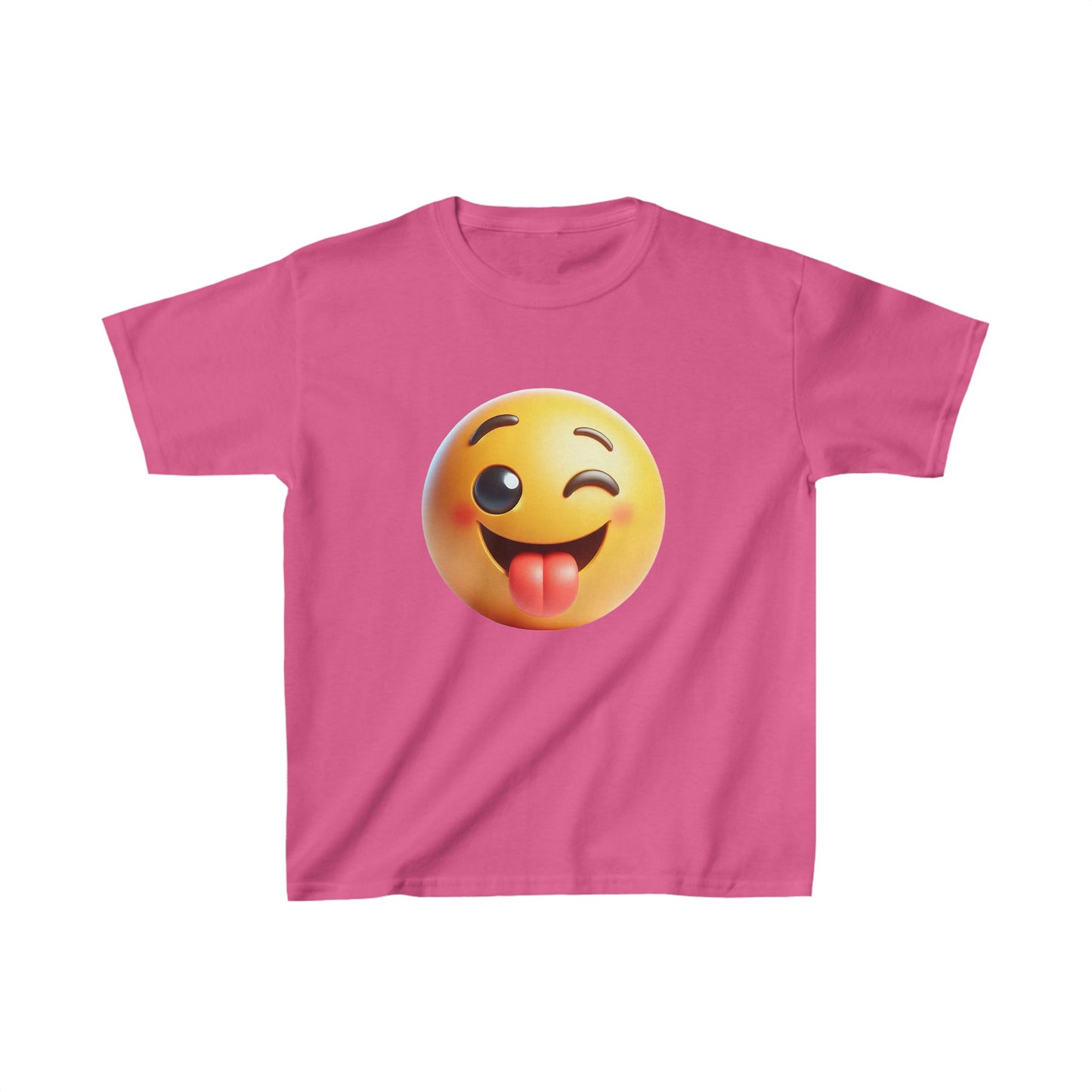 Camiseta de algodón pesado para niños con emoji sonriente