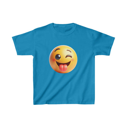 Camiseta de algodón pesado para niños con emoji sonriente