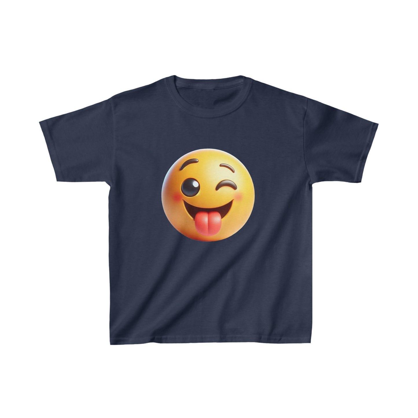 Camiseta de algodón pesado para niños con emoji sonriente