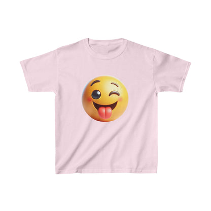 Camiseta de algodón pesado para niños con emoji sonriente