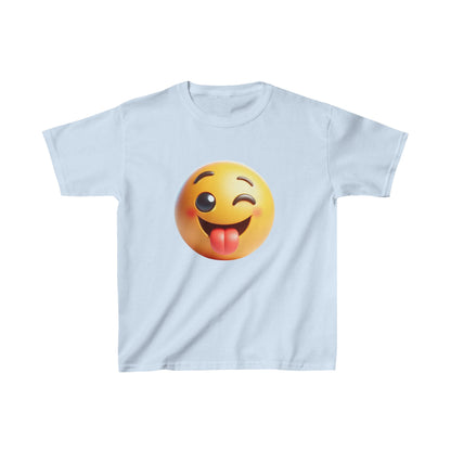 Camiseta de algodón pesado para niños con emoji sonriente