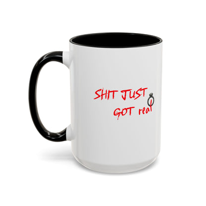 Shit Just Got Real Engagement Ring | Accent Coffee Mug (11, 15oz)