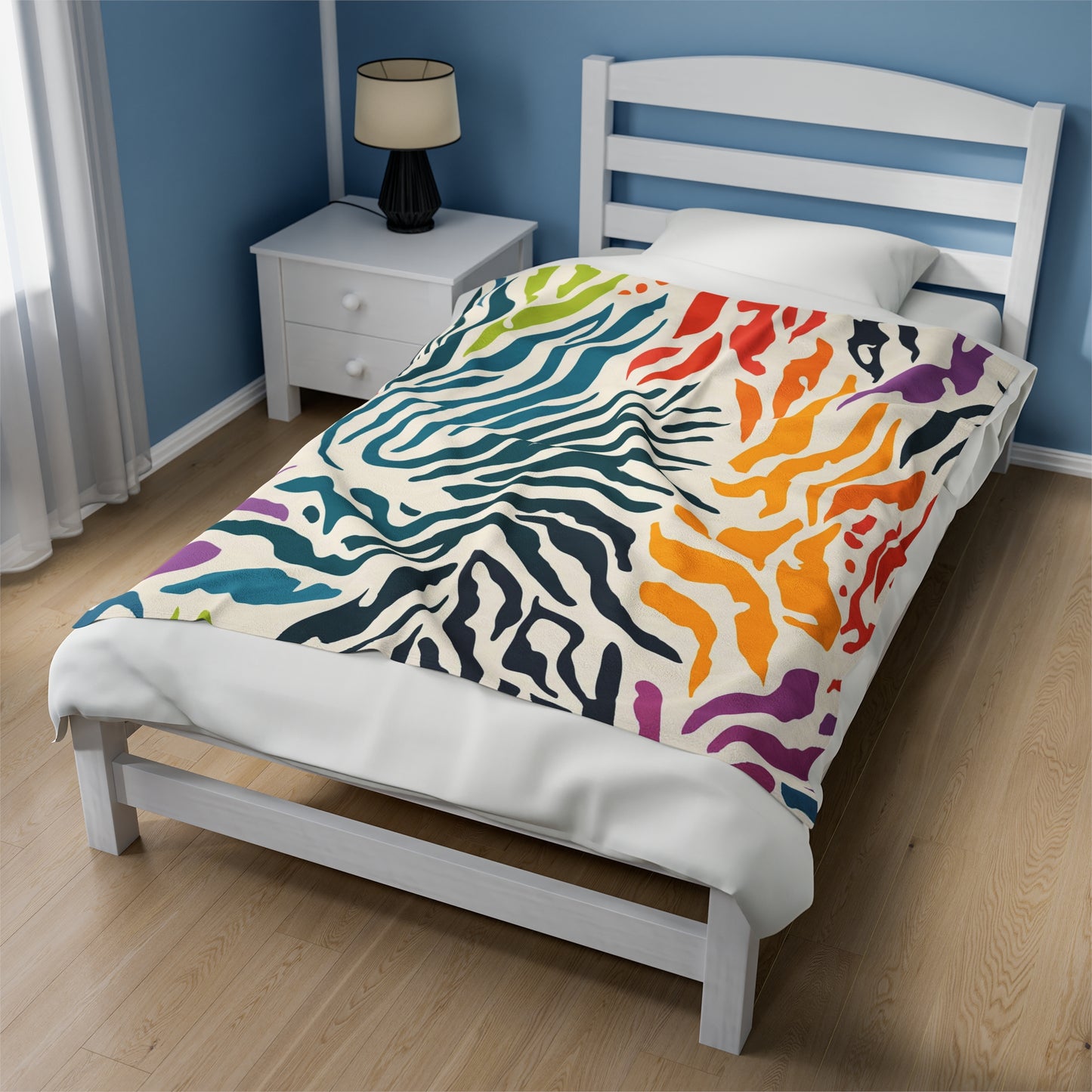 Colored Zebra Pattern | Velveteen Plush Blanket