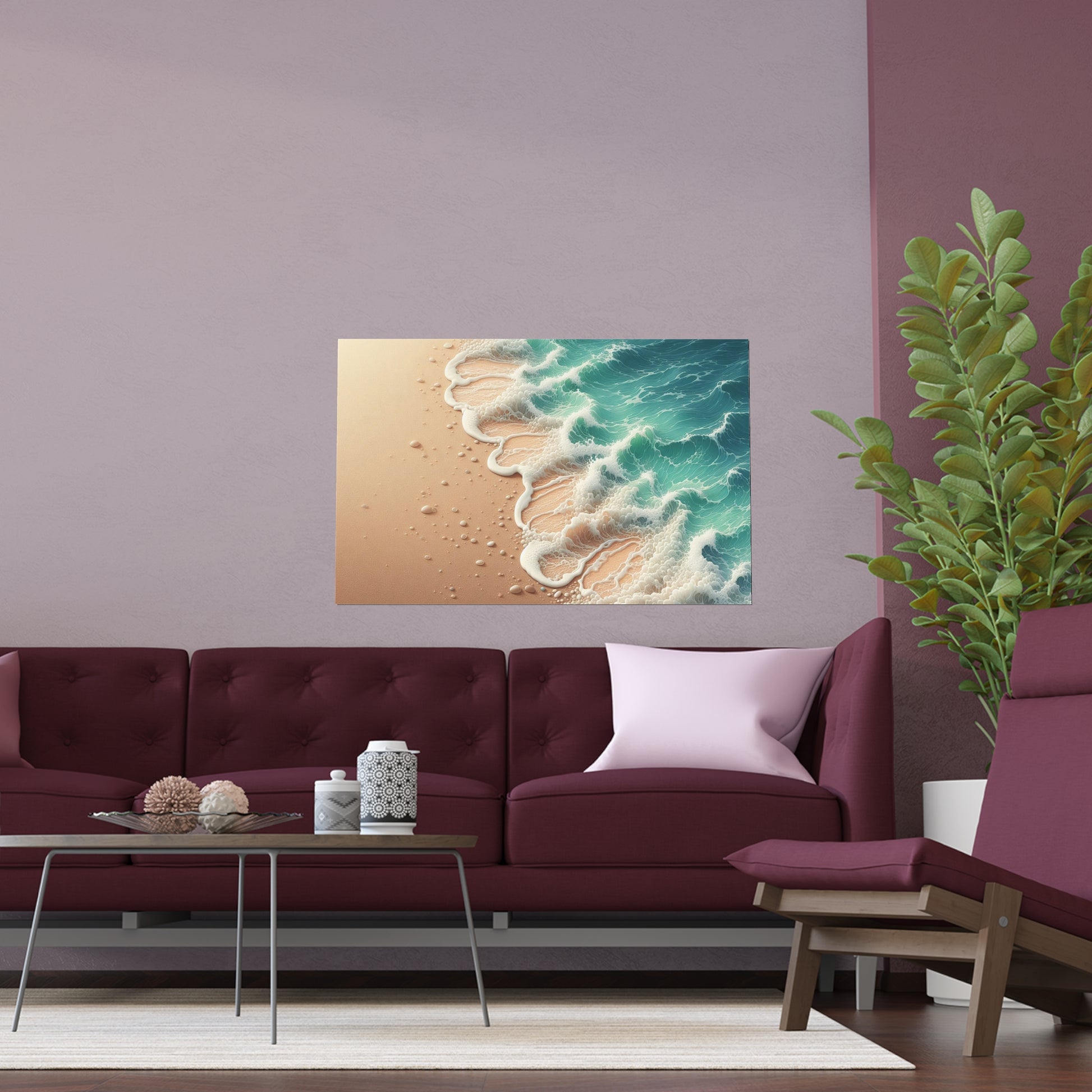 Wave Crashing a Sandy Beach | Indoor and Outdoor Silk Poster