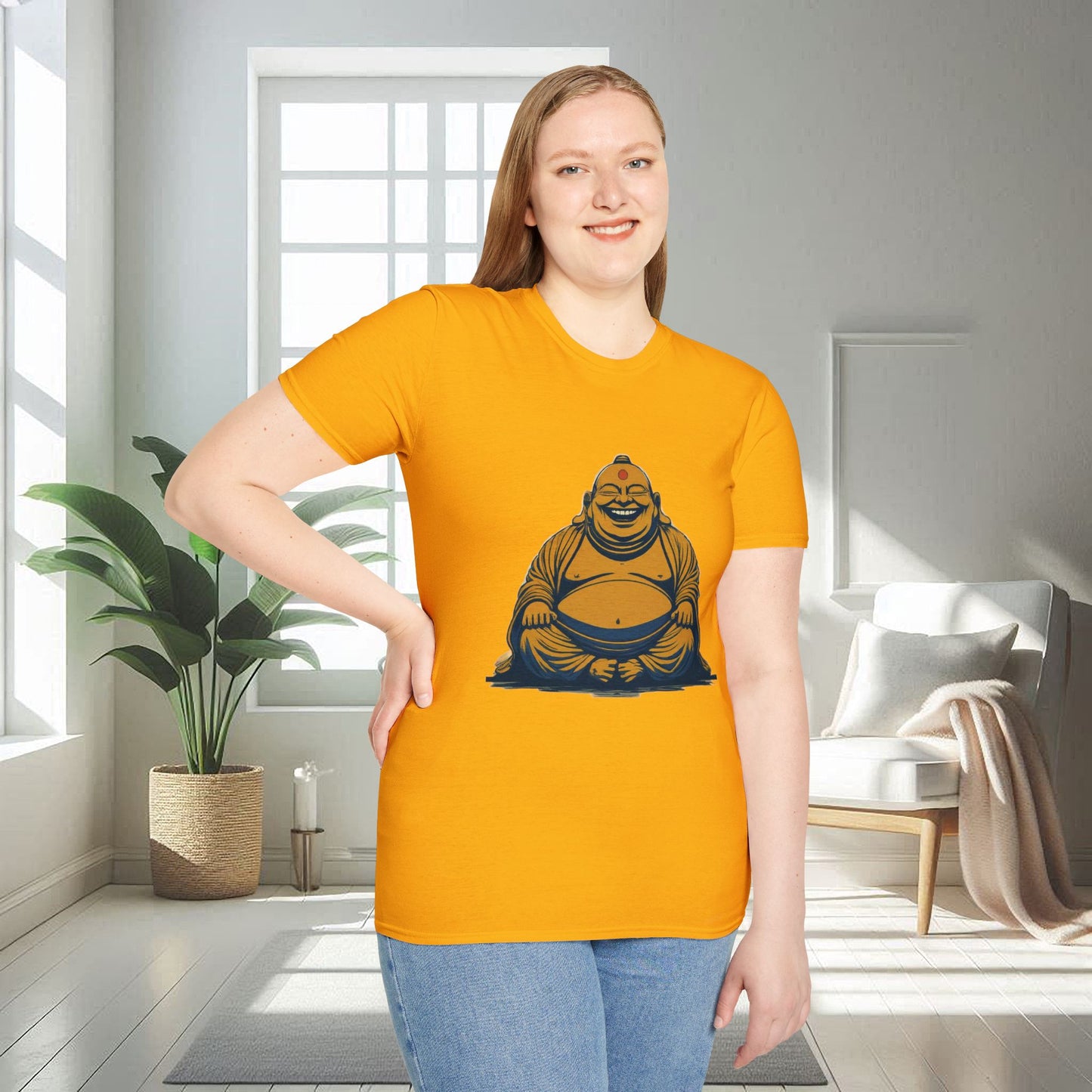 Buda sonriente animado | Camiseta unisex suave