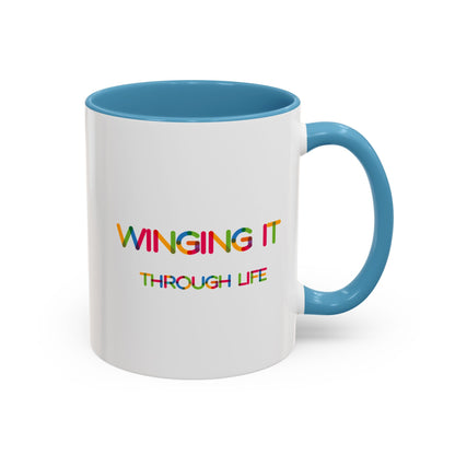 Winging it Through Life | Accent Coffee Mug (11, 15oz)