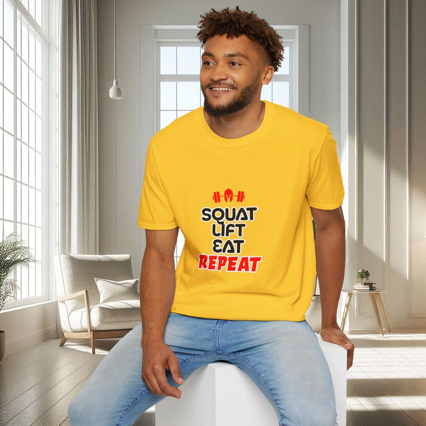 Squat Lift Eat Repeat | T-shirt doux unisexe