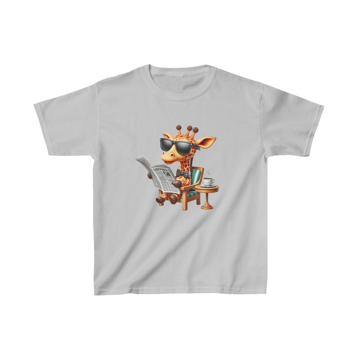 Giraffe enjoying Coffee | Kids Heavy Cotton™ Tee