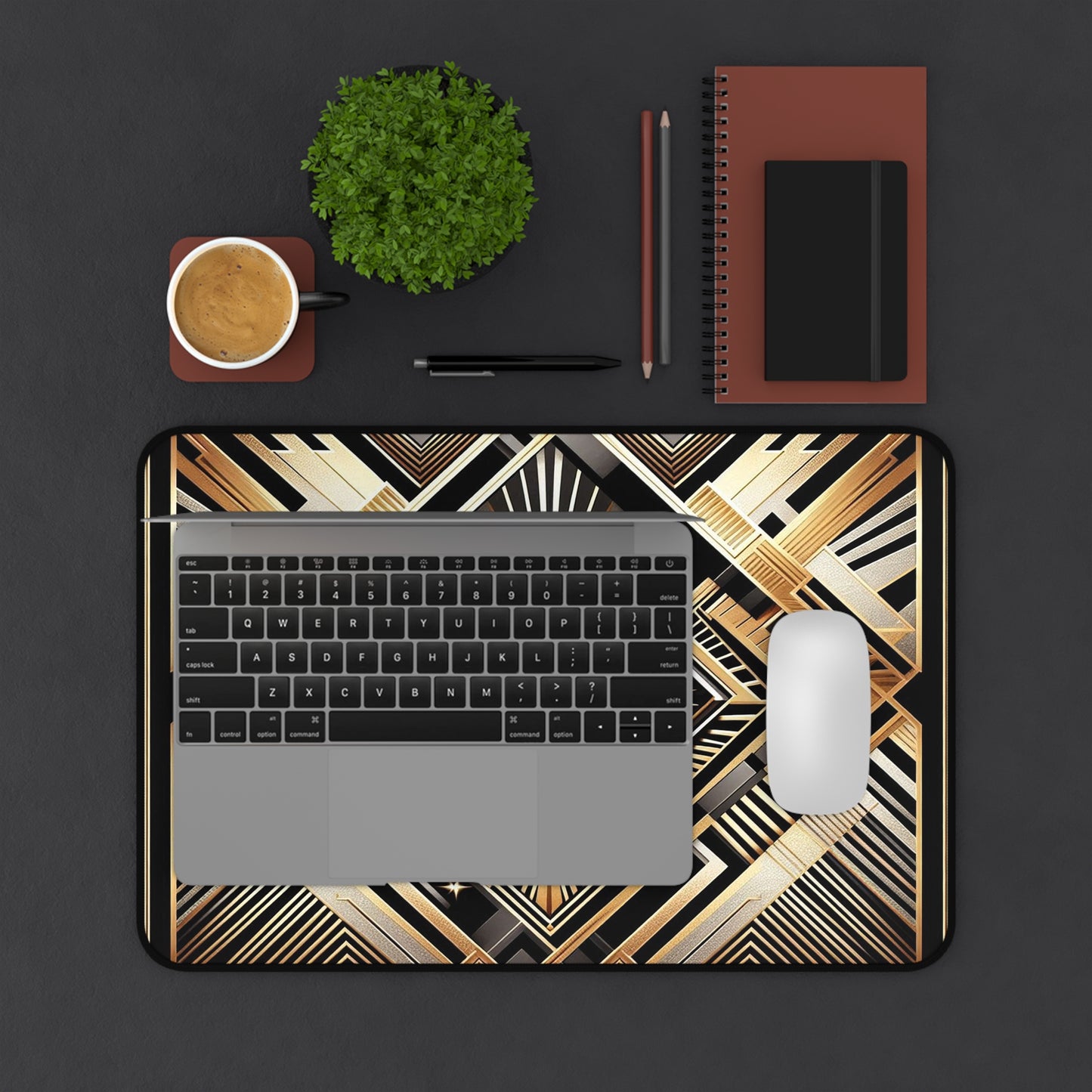 Geometric Gold Pattern | Desk Mat