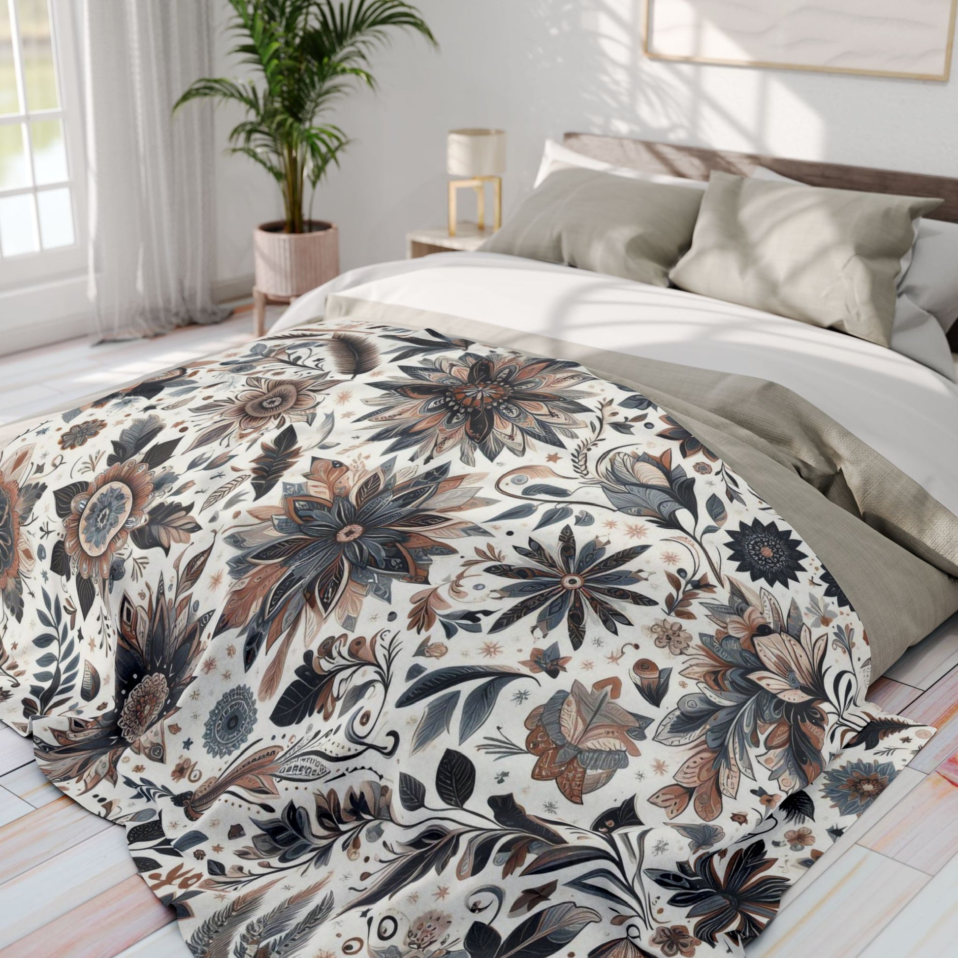 Flower And Leave Pattern | Arctic Fleece Blanket