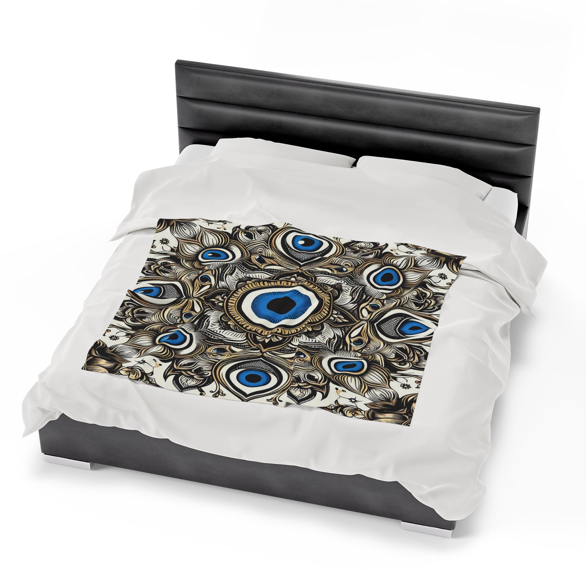 Evil Eye On Beige Background | Velveteen Plush Blanket