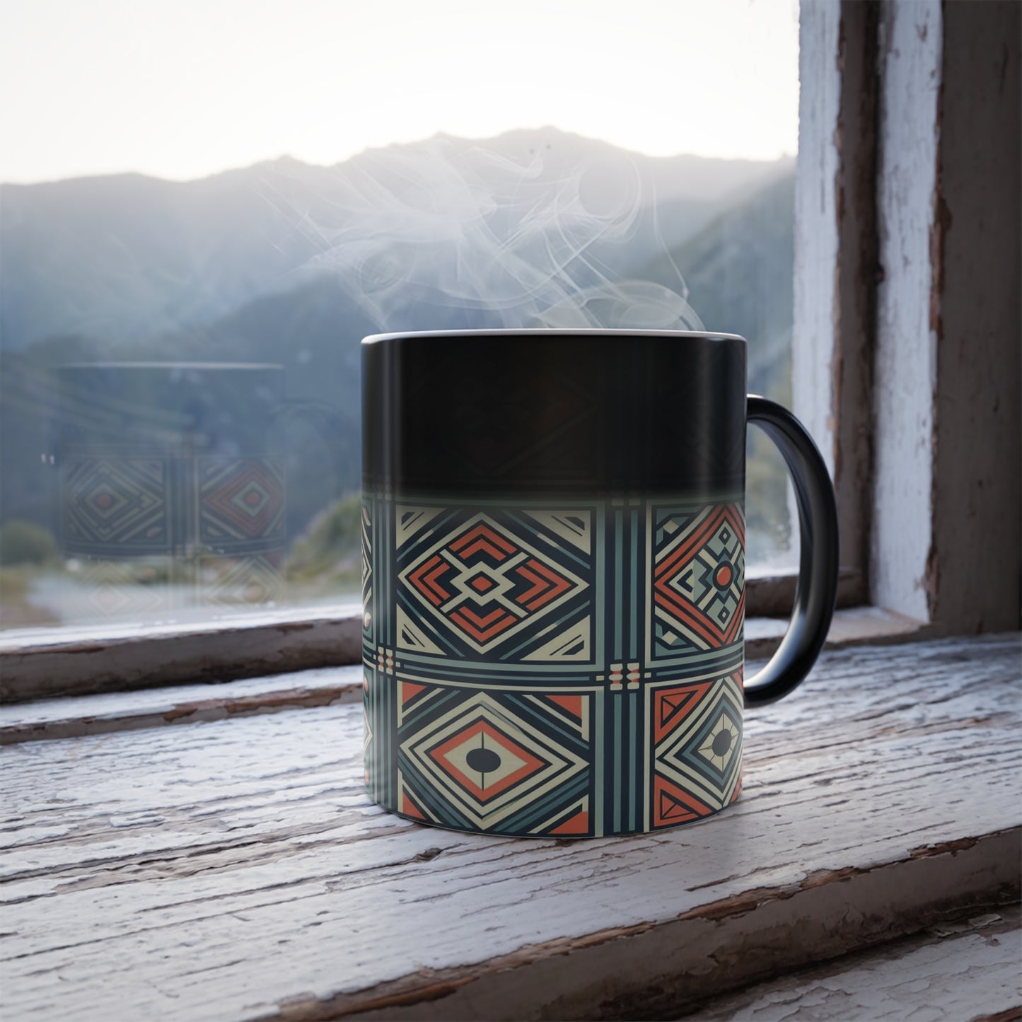 Diamond Geometric Pattern | Color Morphing Mug, 11oz