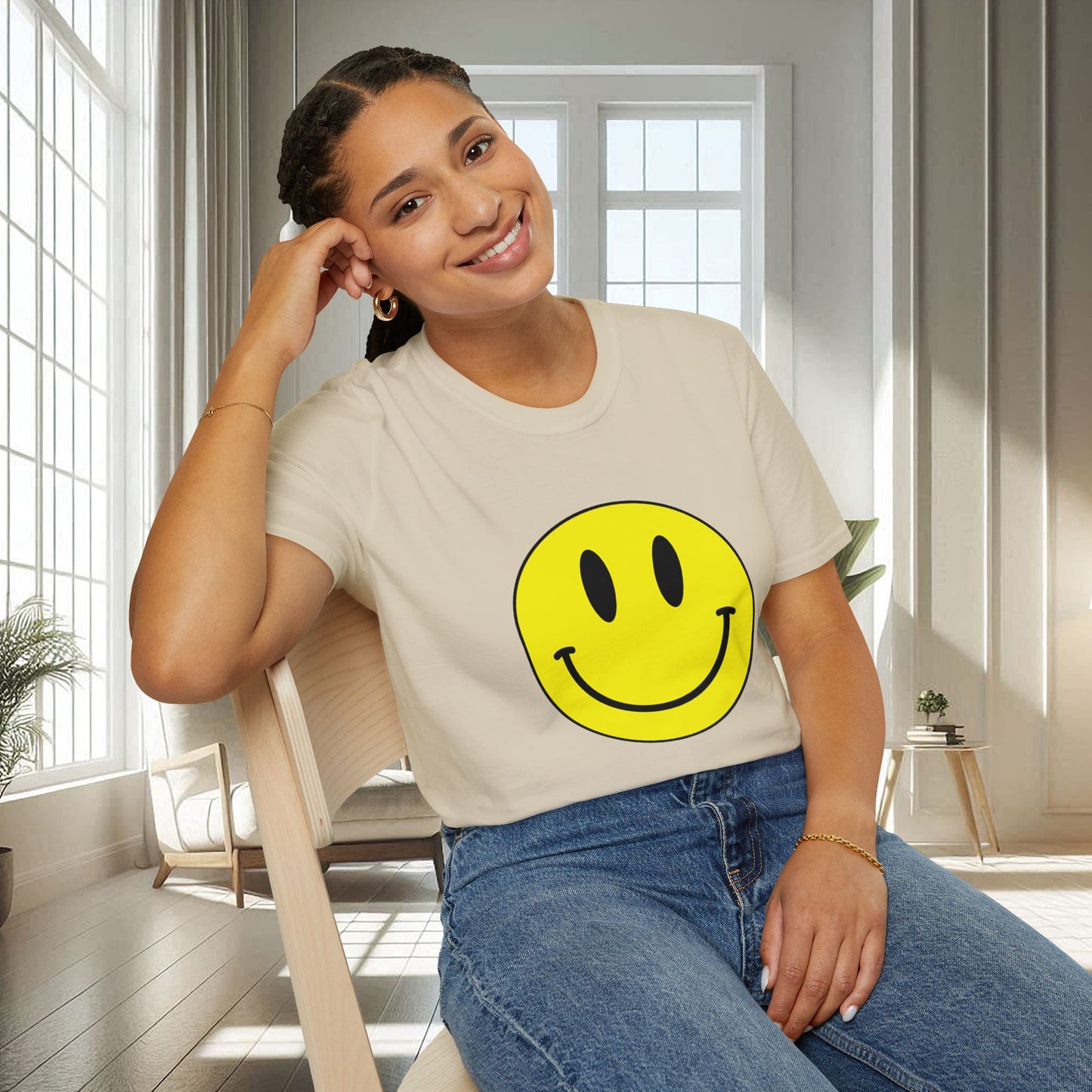 T-shirt unisexe doux avec émoticône souriante