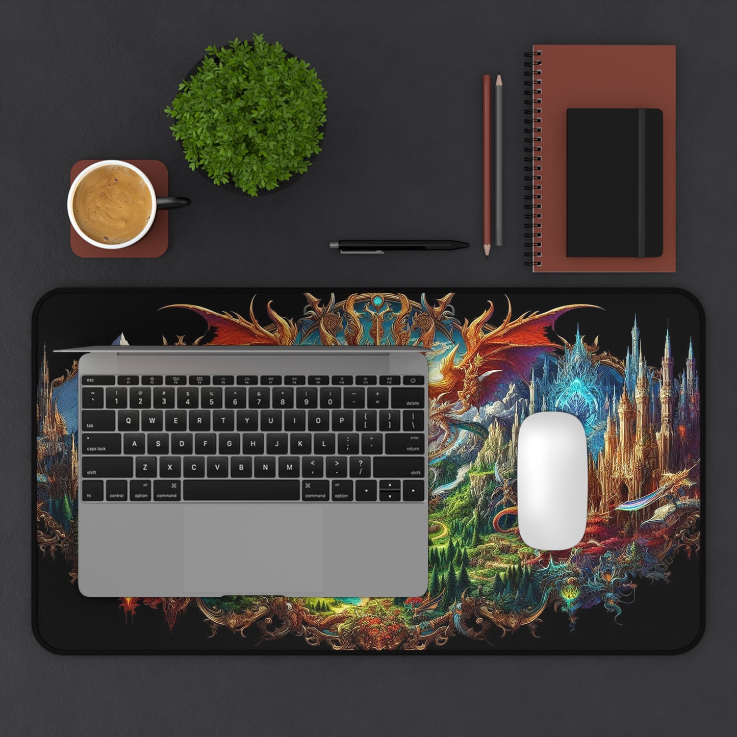 Fantasy Land with Magical Creatures | Desk Mat