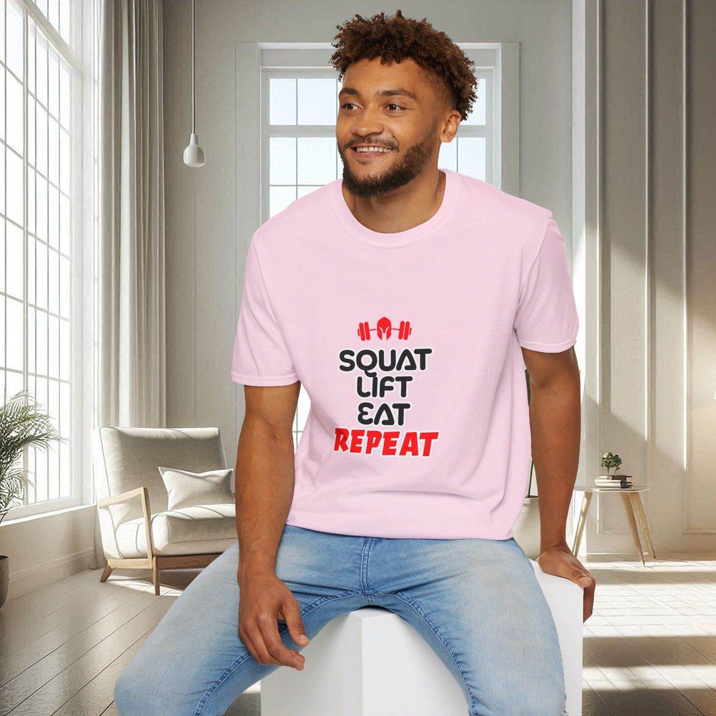 Squat Lift Eat Repeat | T-shirt doux unisexe