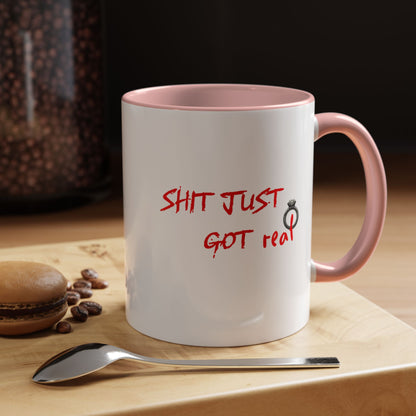 Shit Just Got Real Engagement Ring | Accent Coffee Mug (11, 15oz)