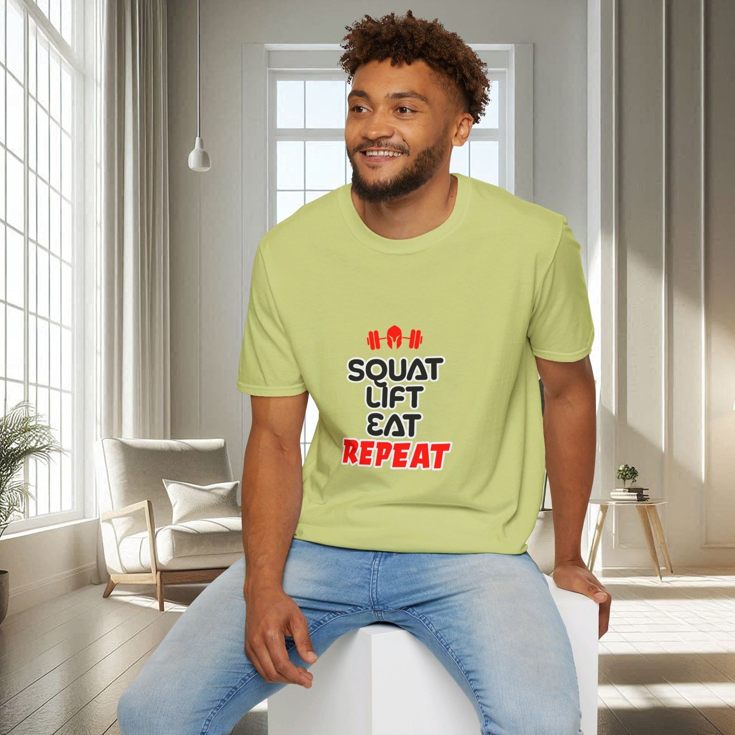 Squat Lift Eat Repeat | T-shirt doux unisexe