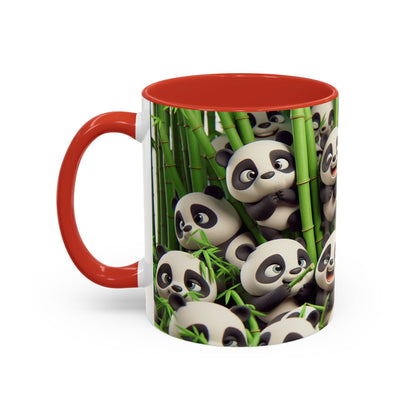 Pandas ludiques avec du bambou | Tasse à café Accent (11 oz)