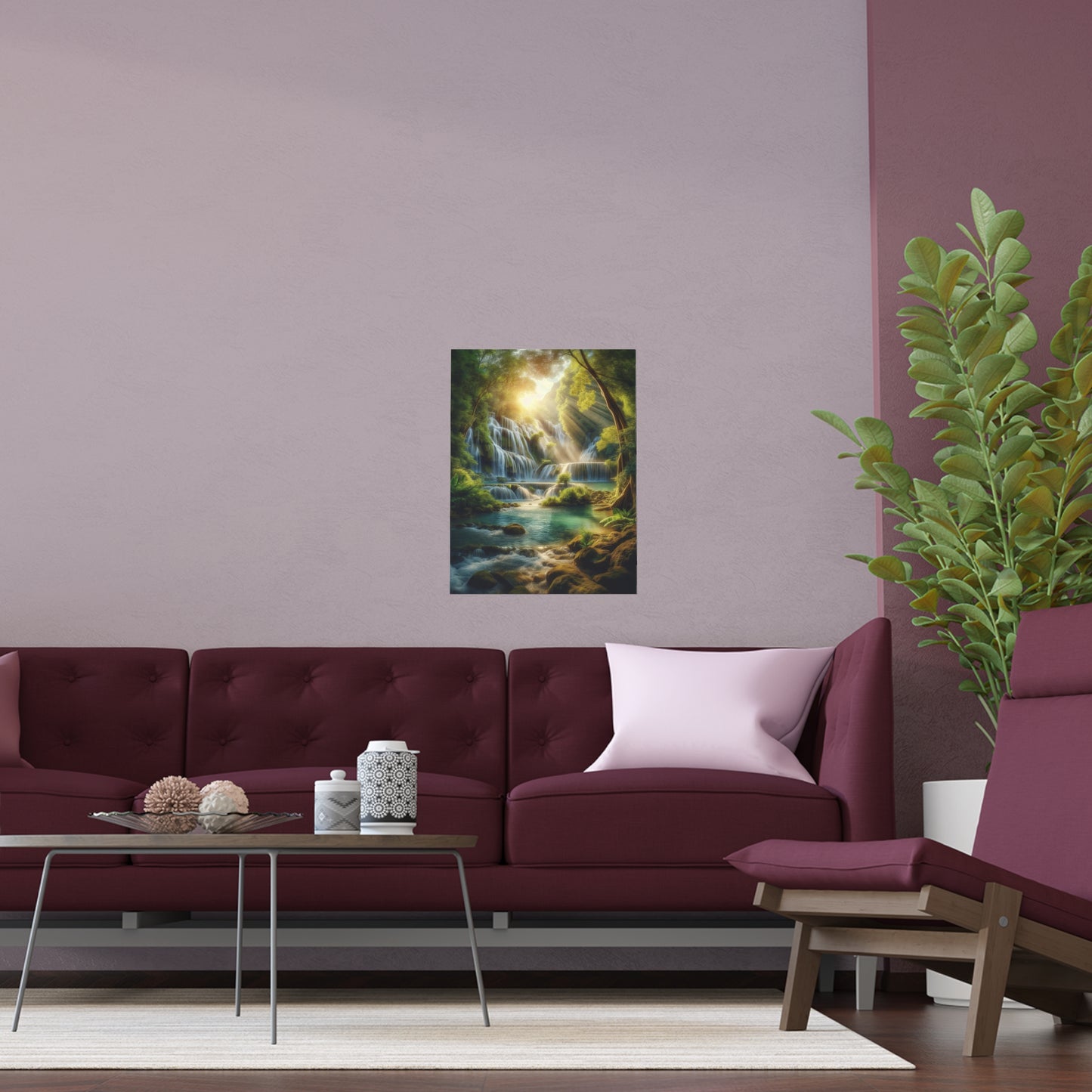 Waterfall in Forest | Indoor and Outdoor Silk Poster