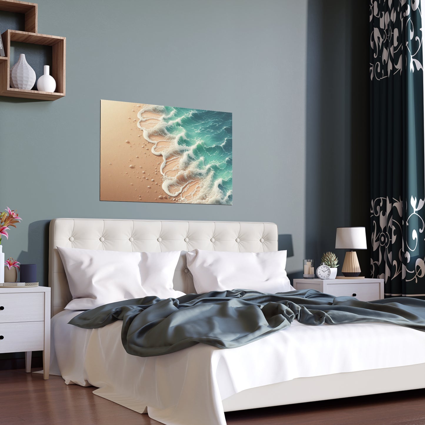 Wave Crashing a Sandy Beach | Indoor and Outdoor Silk Poster