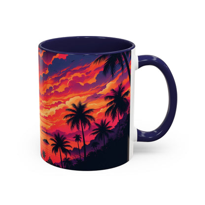 Coucher de soleil vu d'un tableau | Tasse à café Accent (11 oz)