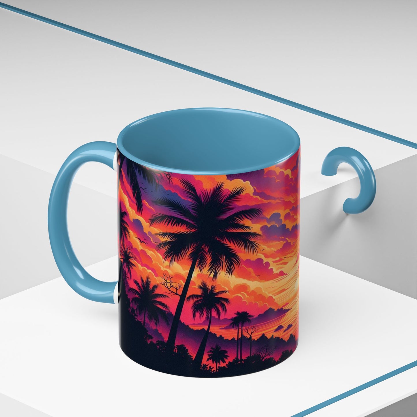 Coucher de soleil vu d'un tableau | Tasse à café Accent (11 oz)