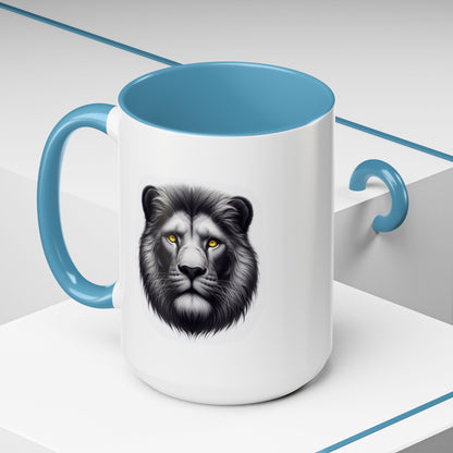 Lion Face with Golden Eyes | Accent Coffee Mug (11, 15oz)