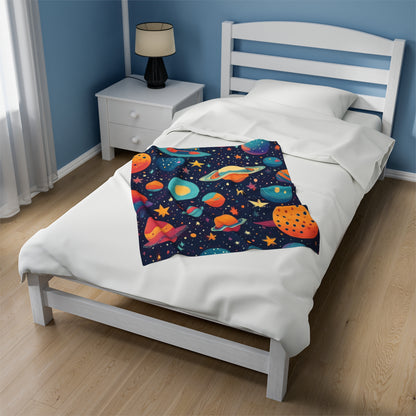 Planets And Galaxies | Kid's Velveteen Plush Blanket