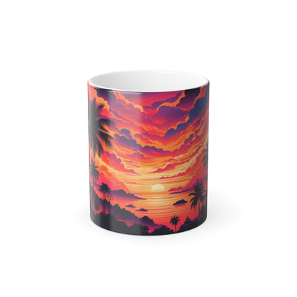 Coucher de soleil à partir d'un tableau | Tasse à changement de couleur, 11 oz