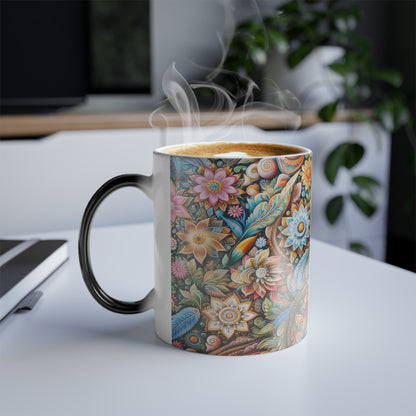 Motif floral | Tasse à changement de couleur, 11 oz