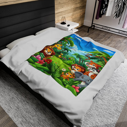 Baby Animals In A Forest | Kid's Velveteen Plush Blanket