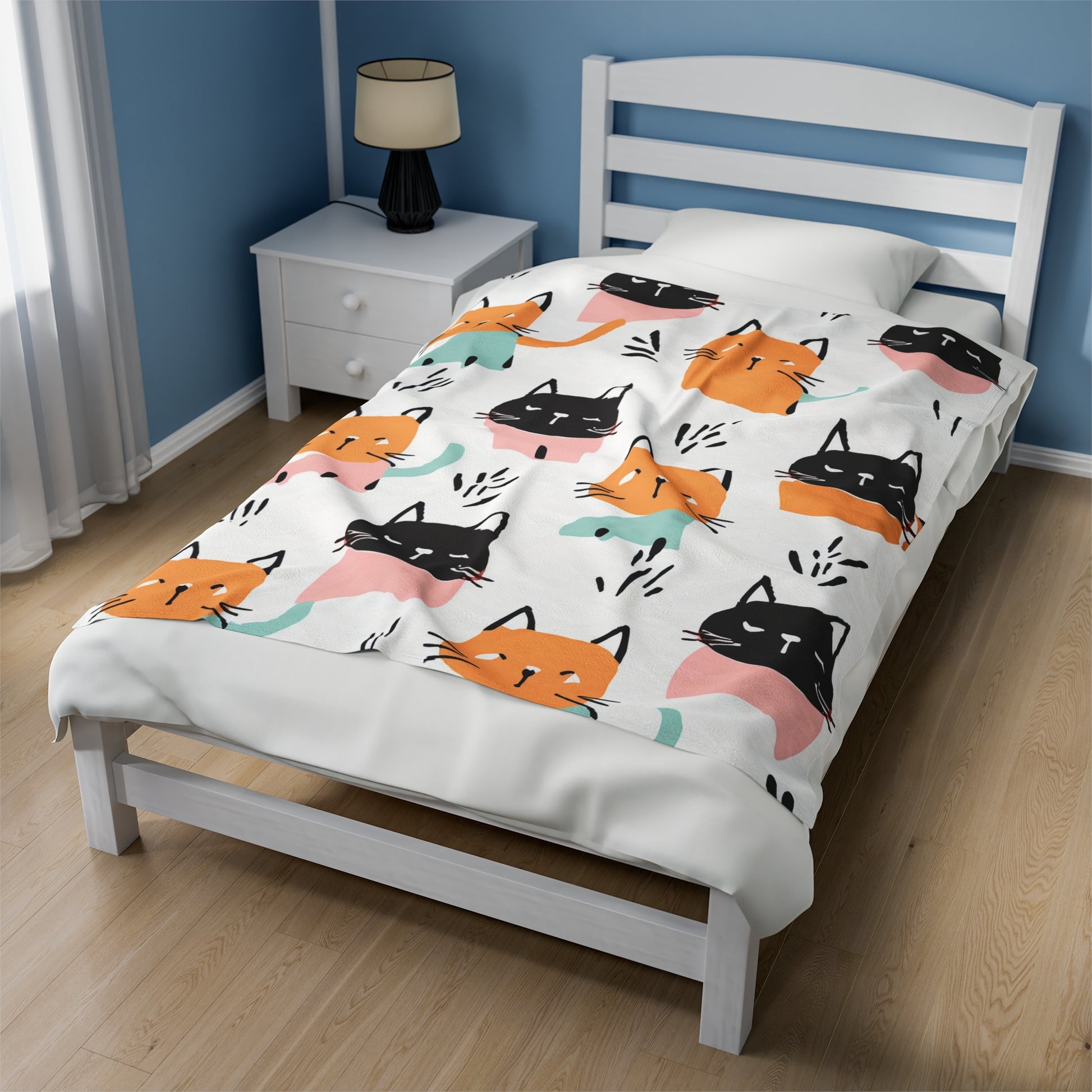 Kitty Pattern | Kid's Velveteen Plush Blanket