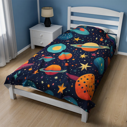 Planets And Galaxies | Kid's Velveteen Plush Blanket