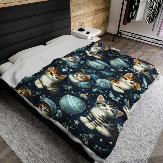 Kittens And Wool | Kid's Velveteen Plush Blanket