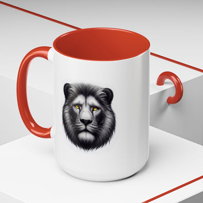 Lion Face with Golden Eyes | Accent Coffee Mug (11, 15oz)