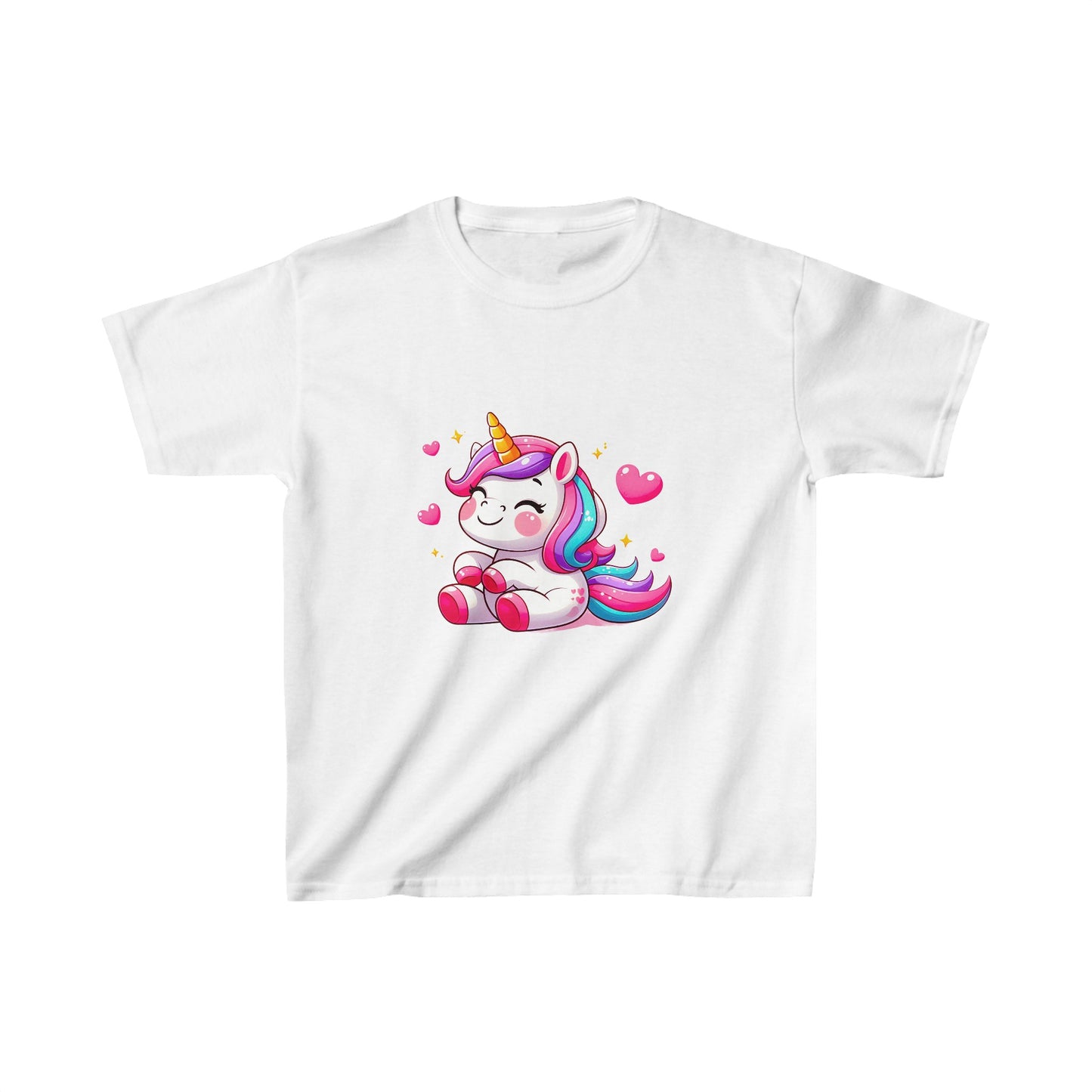 Unicornio con corazones | Camiseta de algodón pesado para niños