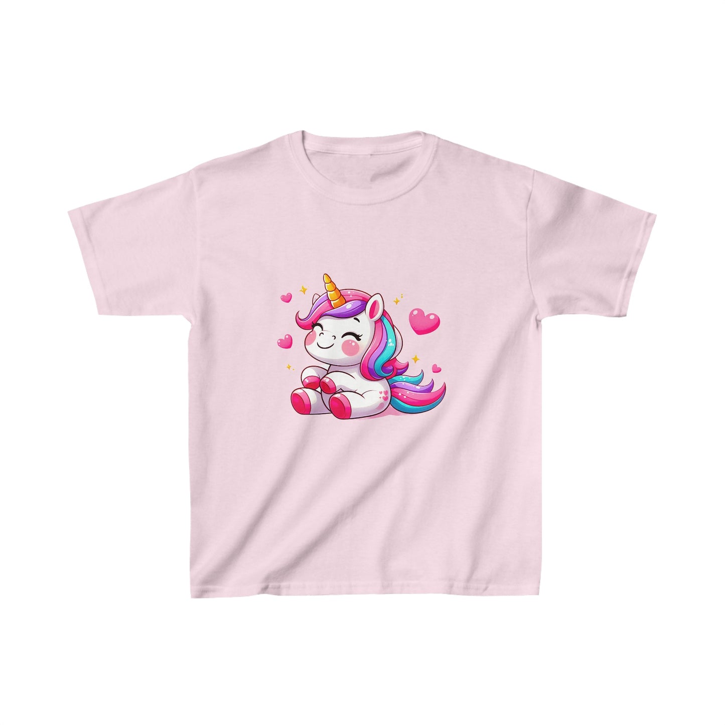 Unicornio con corazones | Camiseta de algodón pesado para niños