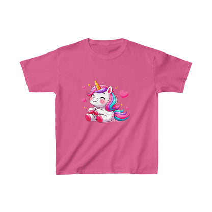 Unicornio con corazones | Camiseta de algodón pesado para niños