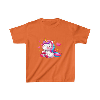 Unicornio con corazones | Camiseta de algodón pesado para niños