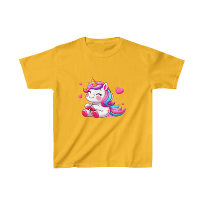 Unicornio con corazones | Camiseta de algodón pesado para niños