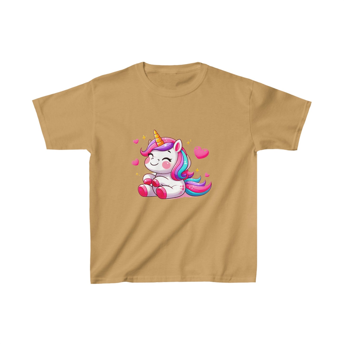 Unicornio con corazones | Camiseta de algodón pesado para niños