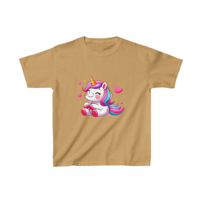 Unicornio con corazones | Camiseta de algodón pesado para niños