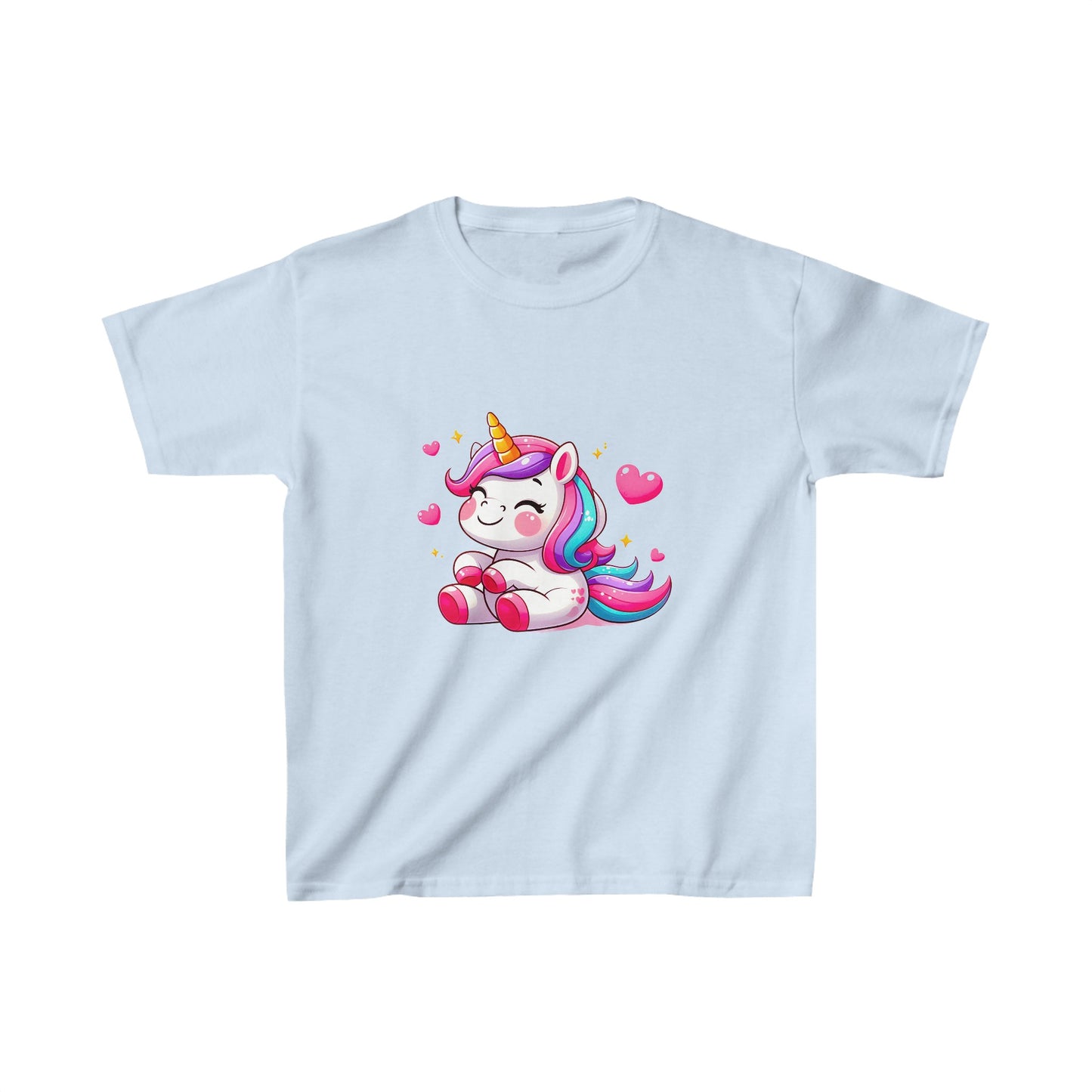 Unicornio con corazones | Camiseta de algodón pesado para niños