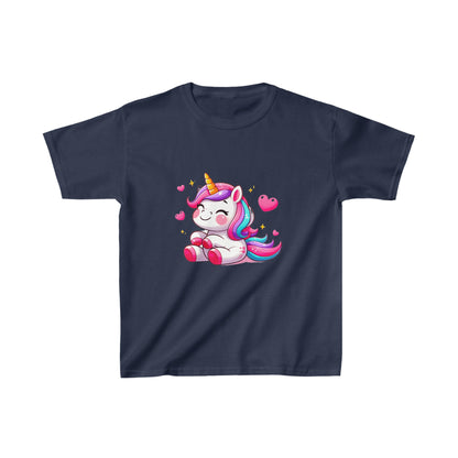 Unicornio con corazones | Camiseta de algodón pesado para niños