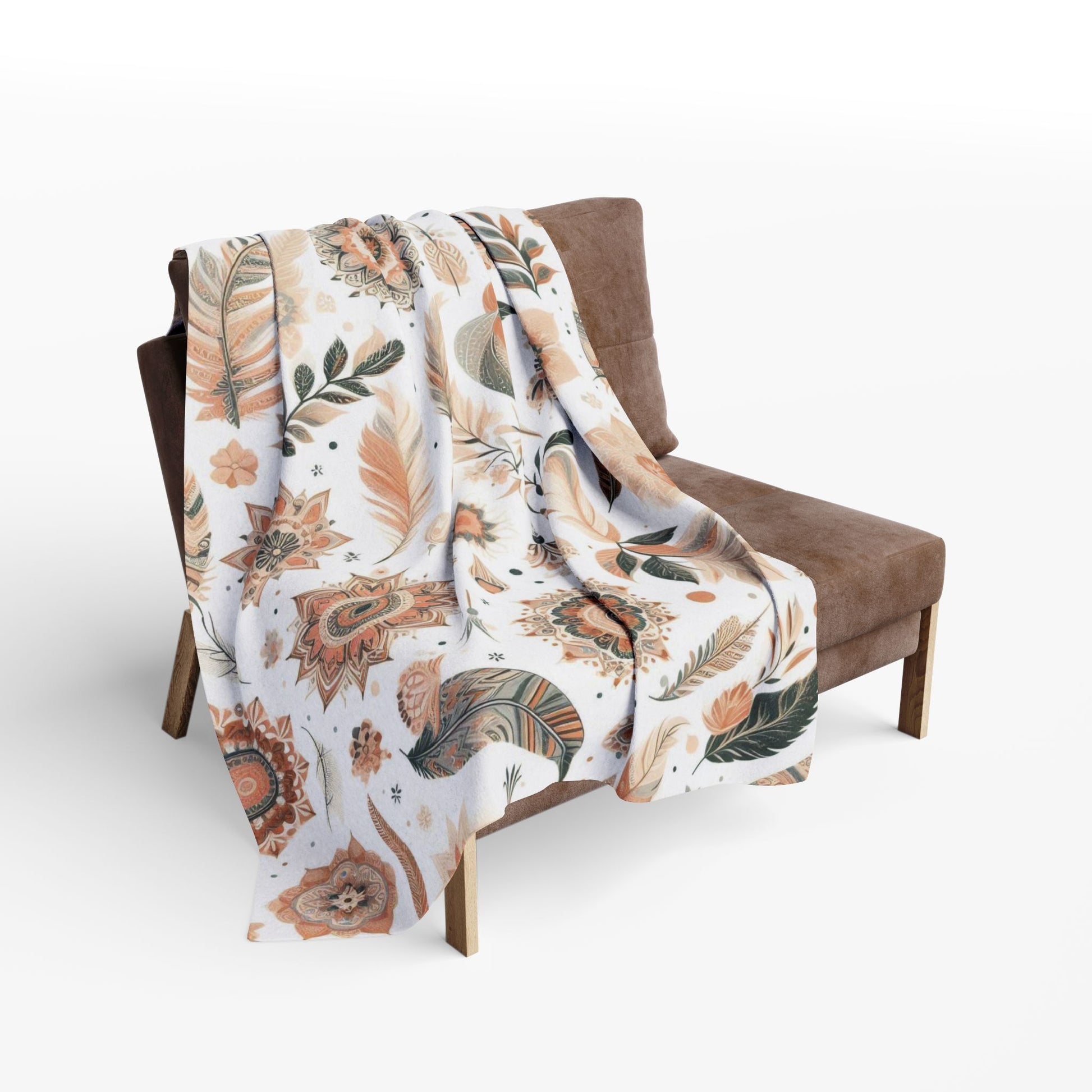 Flower, Feather And Leaves Pattern | Arctic Fleece Blanket