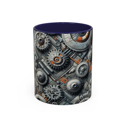 3D Gears, Cogs and Pipes | Accent Coffee Mug (11oz)